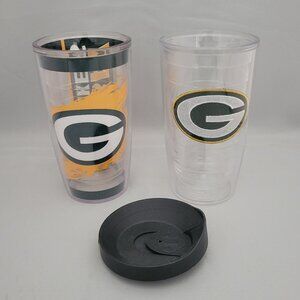 Lot of 2 Tervis Tumbler NFL Green Bay Packers 16 oz Insulated Cups Mug Black Lid